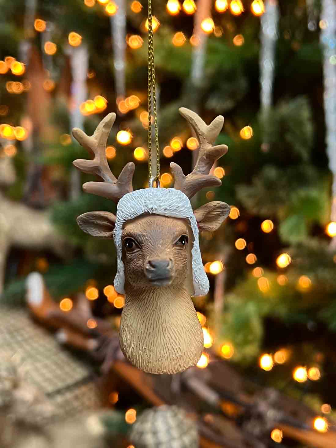 Deer with Xmas Winter Hat Ornament