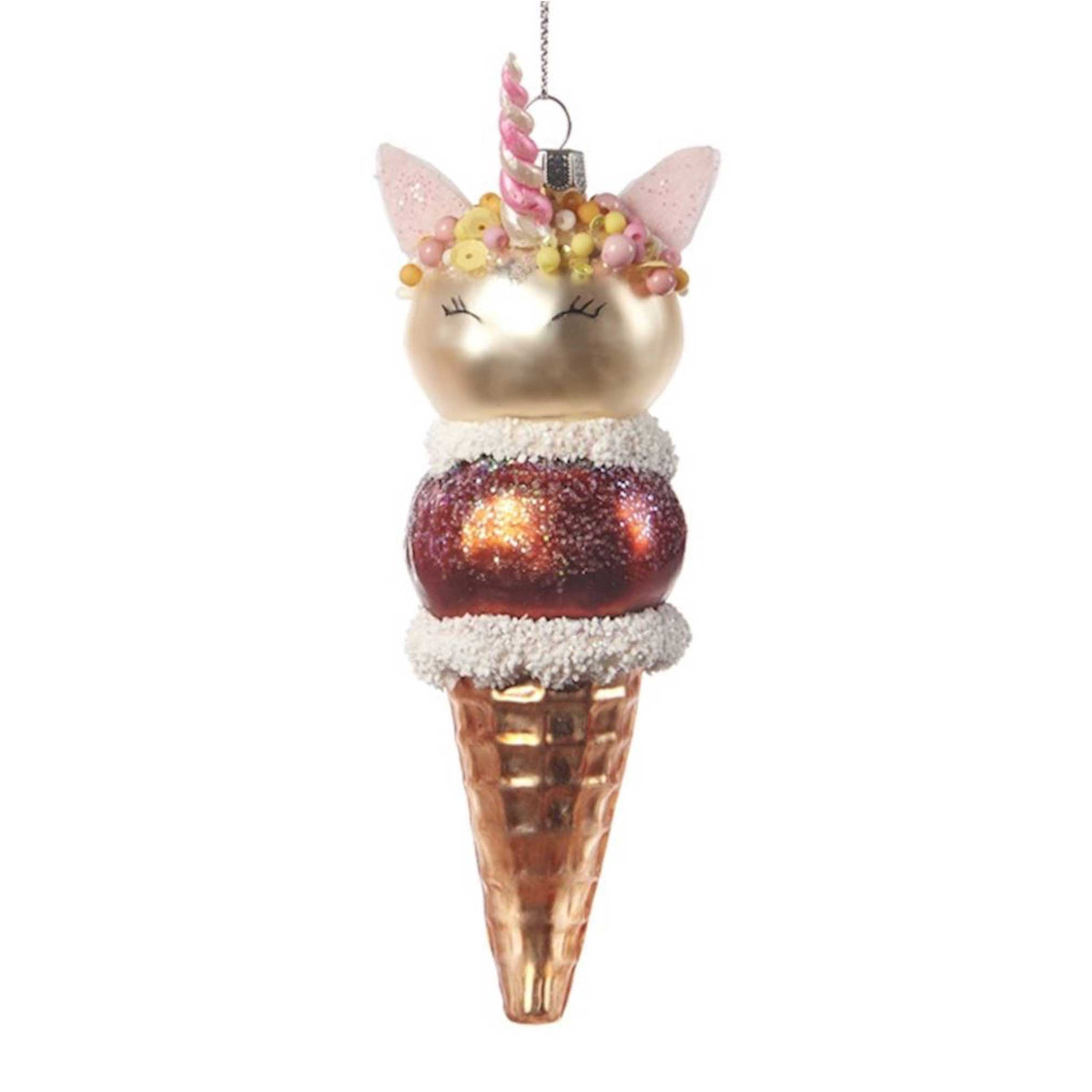 Glass Unicorn Ice Cream Ornament