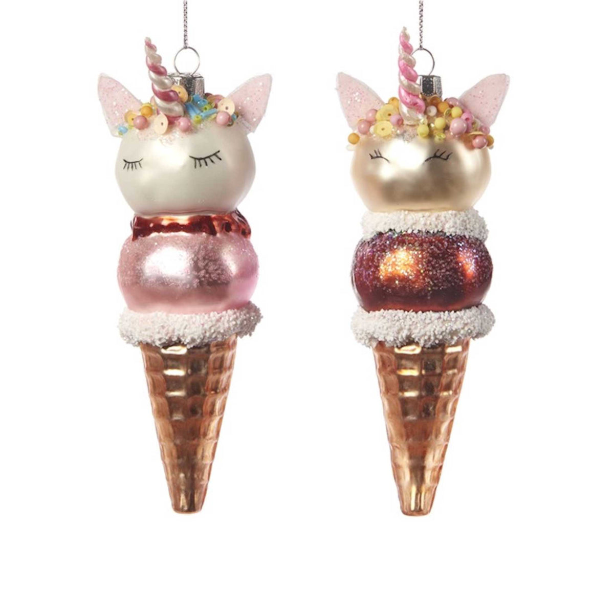 Glass Unicorn Ice Cream Ornament Christmas