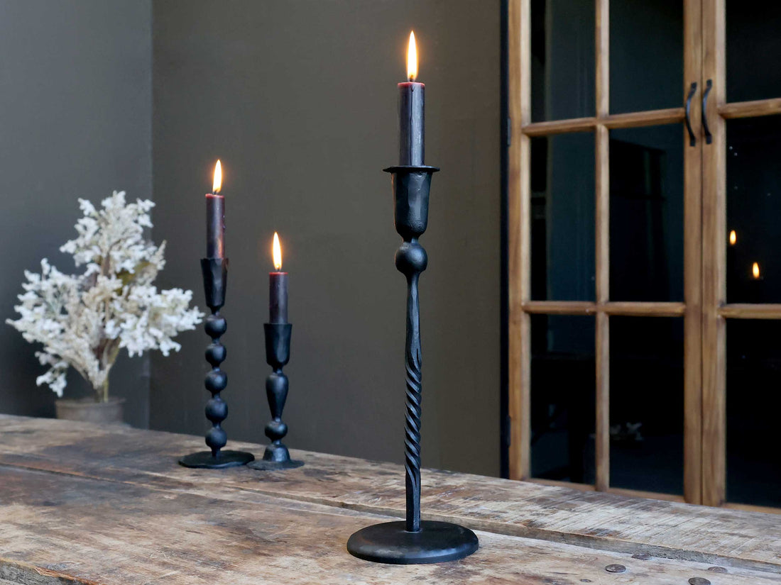 Twist Antique Black Candlestick