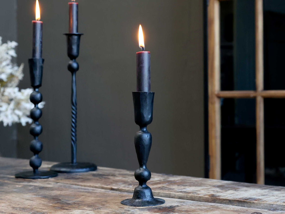 Short Antique Black Candlestick