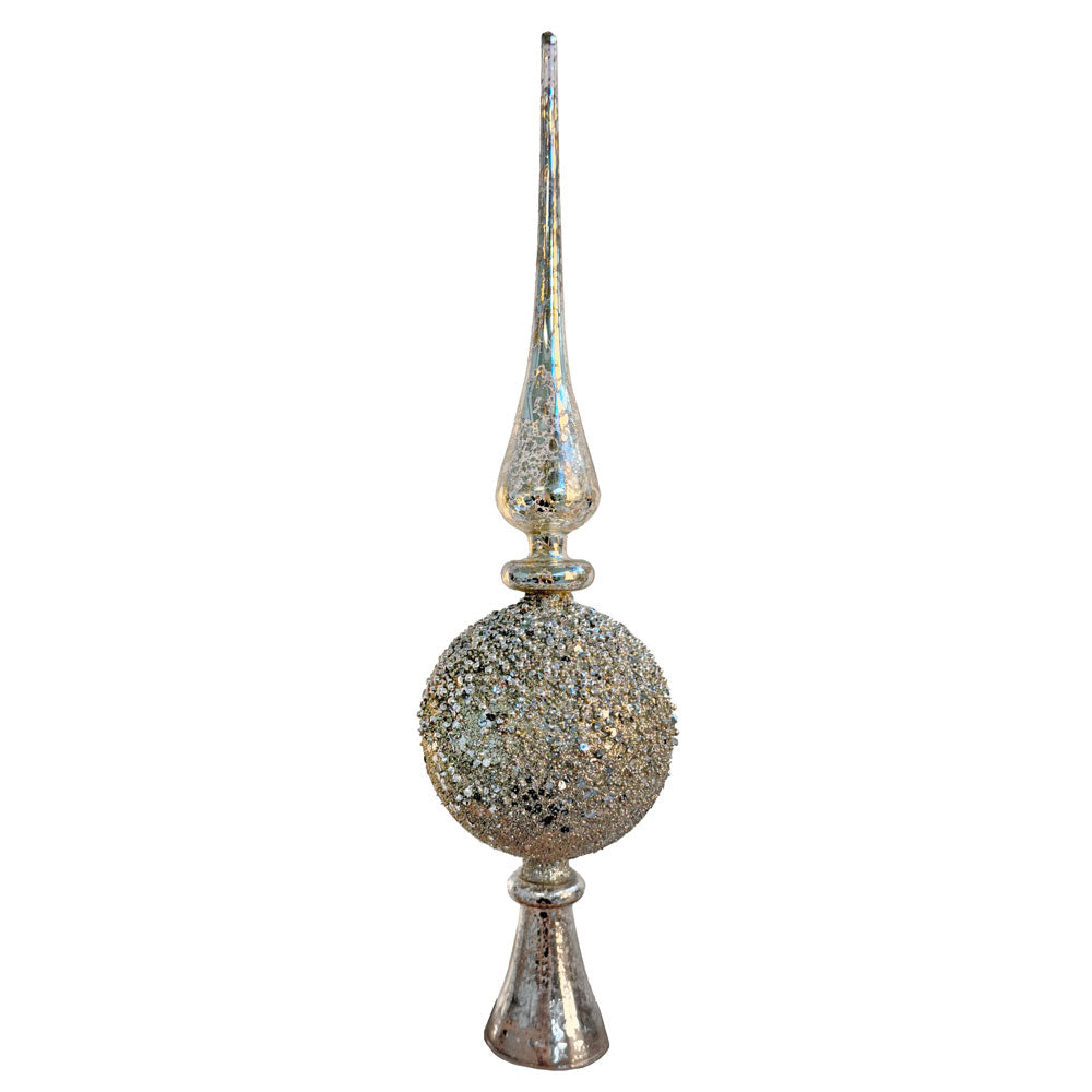 Beaded Deco Glass Tree Top Antique Champagne