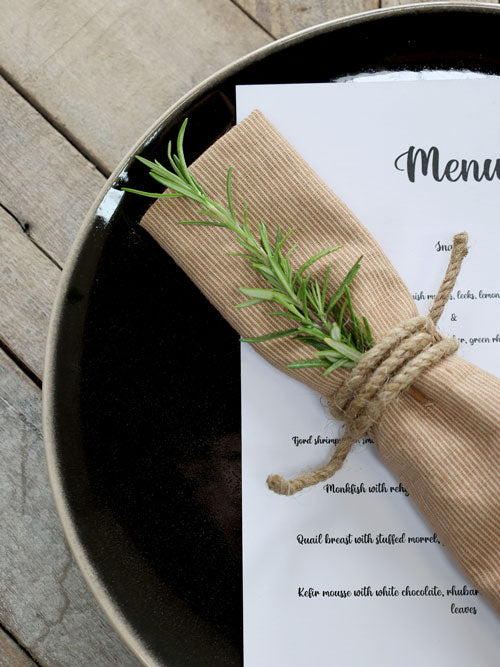 Cloth Napkin w. stripes set of 4, camel