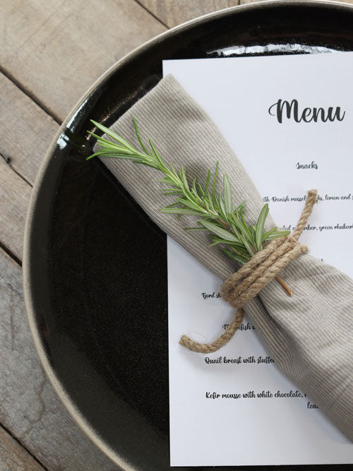 Cloth Napkin w. stripes set of 4, French Grey