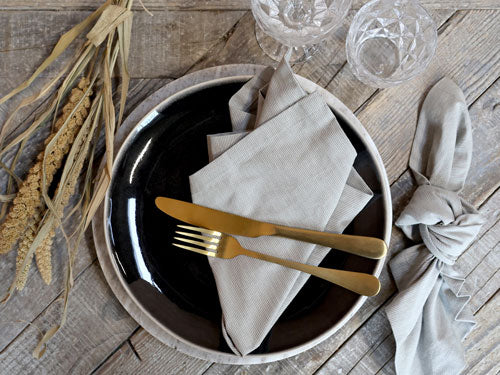 Cloth Napkin w. stripes set of 4, French Grey