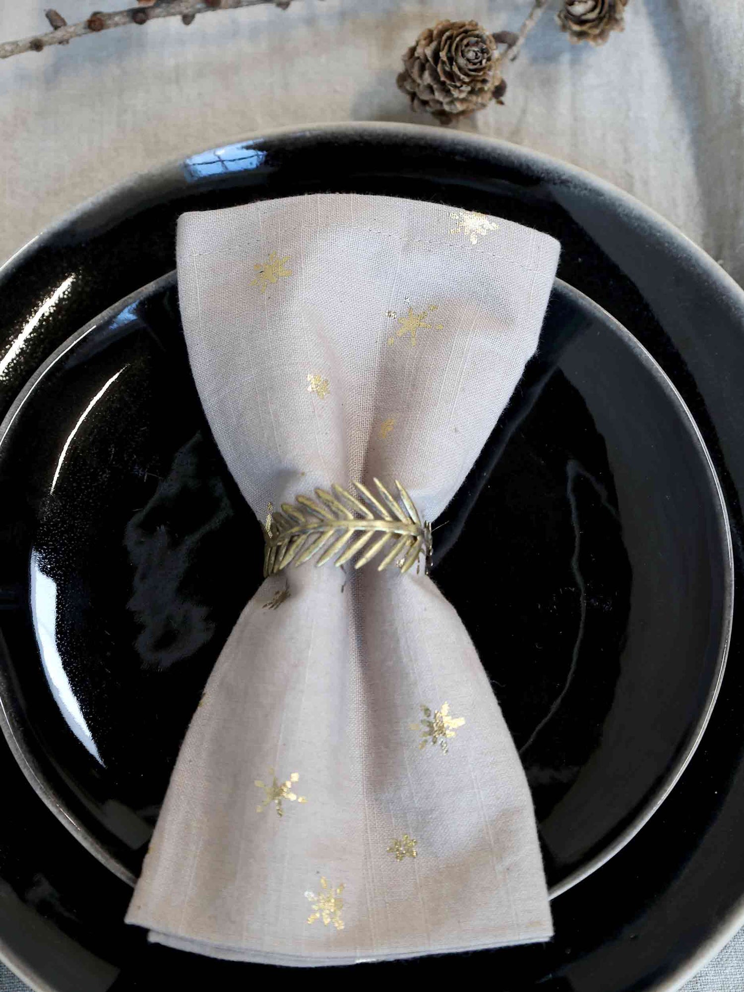 Cloth Napkin with Gold Stars - Set of 4