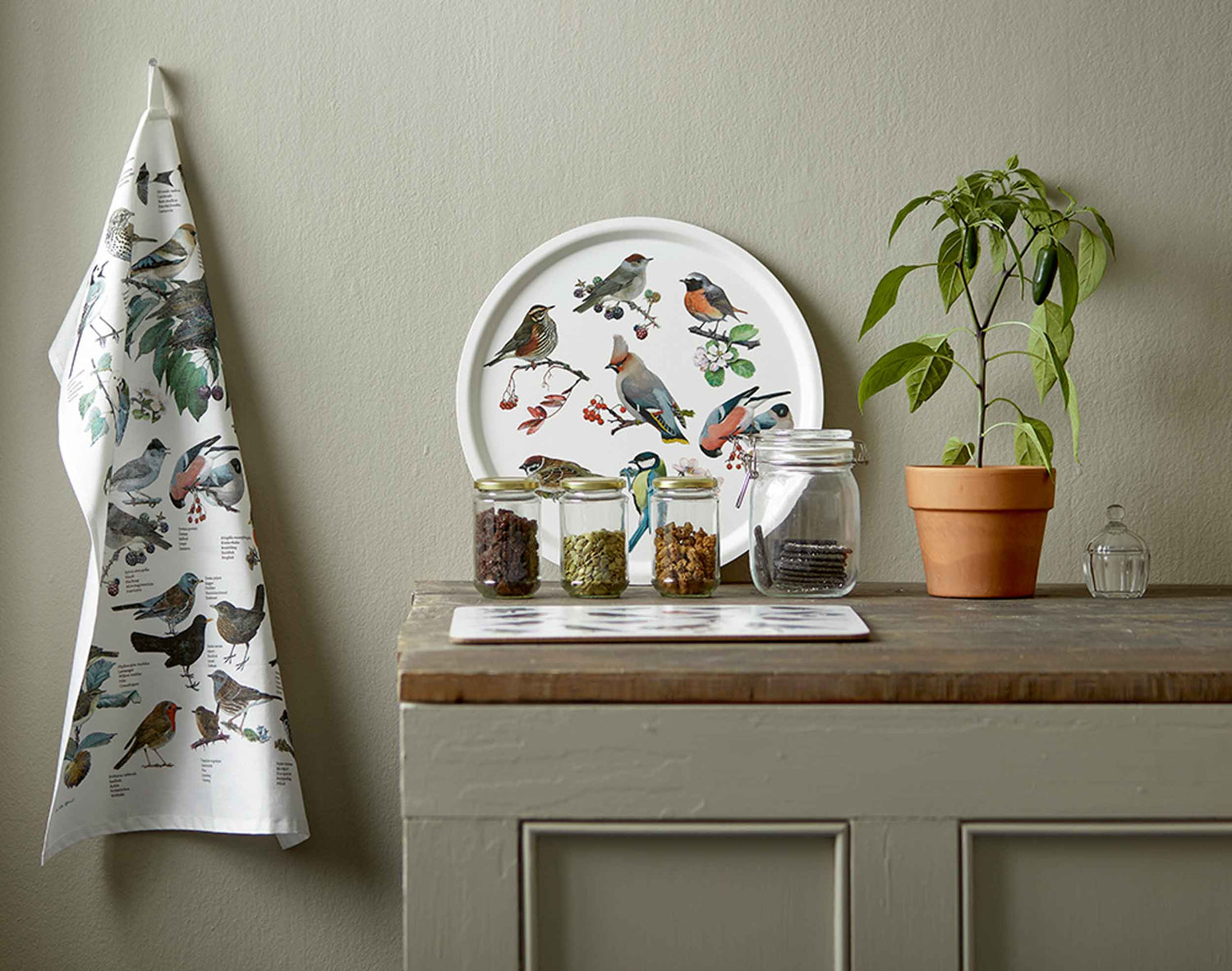 Organic Tea Towel - Garden Birds