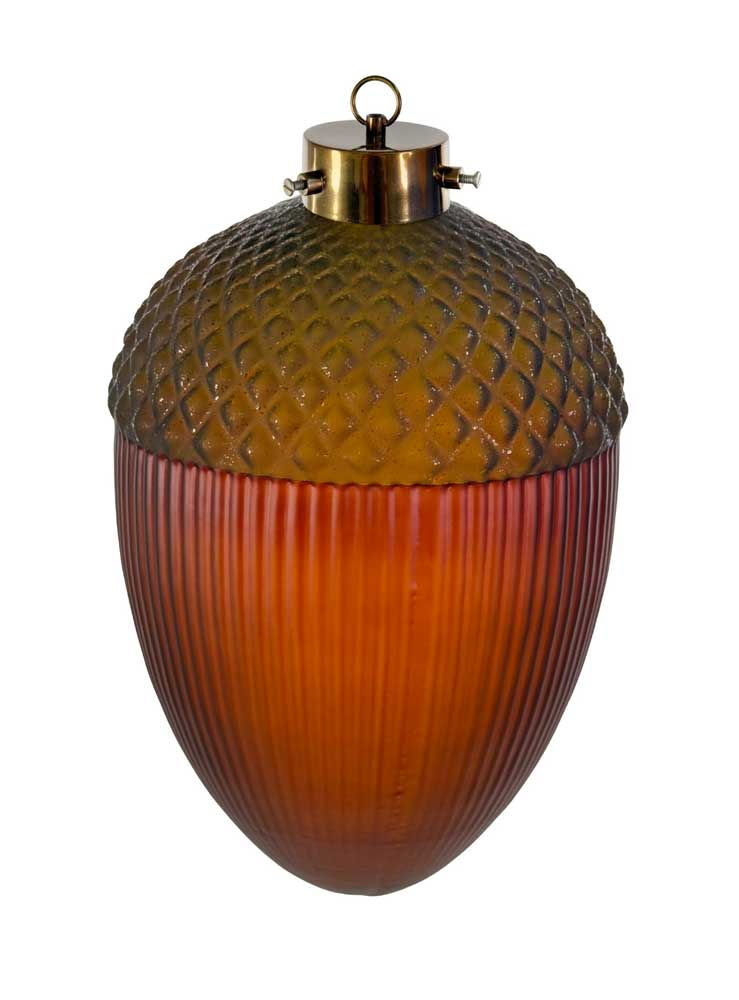 Glass Acorn Transparent Brown Green