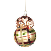 Glass Bambi on Tartan Ball Ornament Christmas