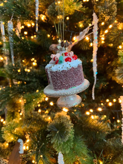 Glass Cake Ornament Red Ornament