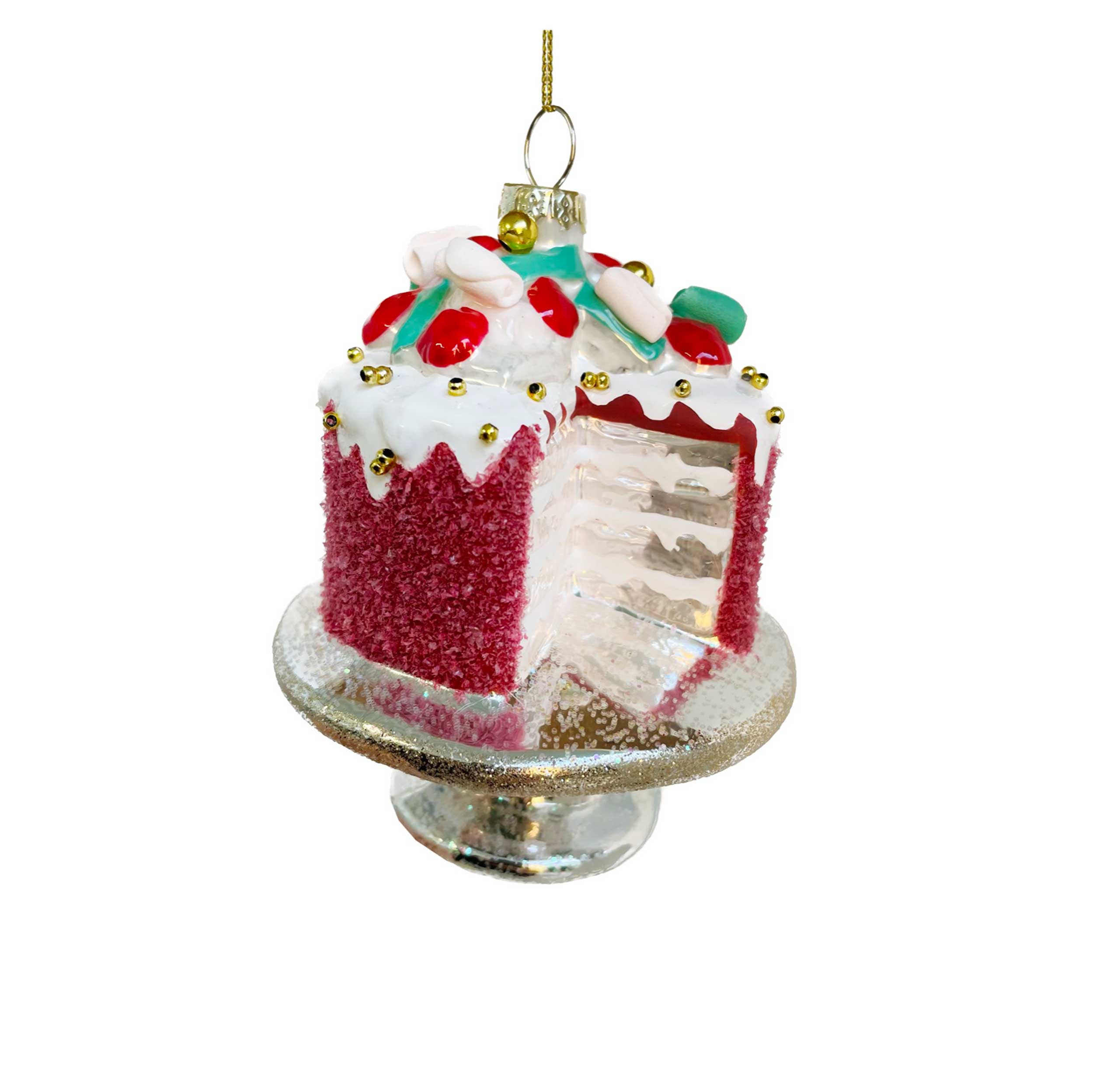 Glass Cake Ornament Red Ornament