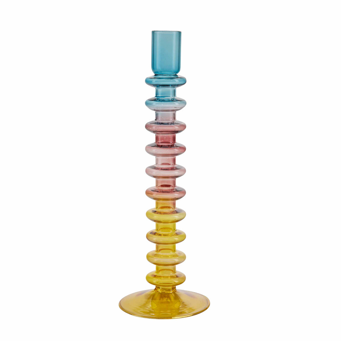 Glass Candlestick with Rings