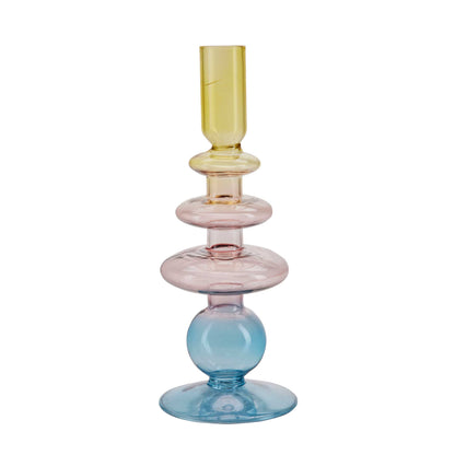 Glass Candlestick 3 Ring &amp; Bubble