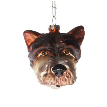 Glass Dog Head Ornament