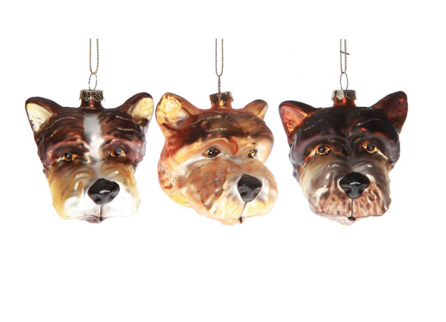 Glass Dog Head Ornament Christmas