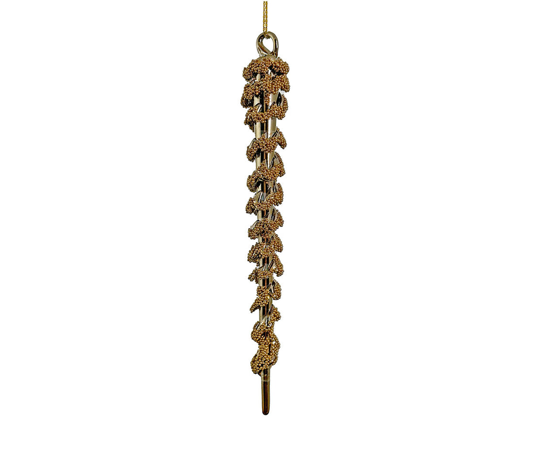 Glass Icicle Gold Beaded | 15cm &amp; 20cm