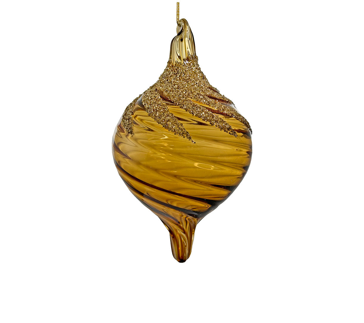 Glass Spiral Drop Honey Gold Glass Glitter | 14cm