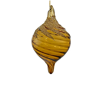 Glass Spiral Drop Honey Gold Glass Glitter | 14cm