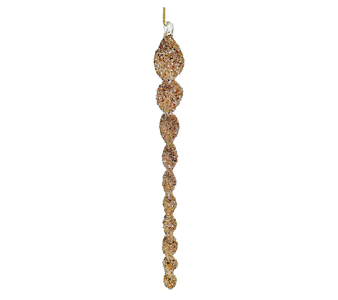 Glass Spiral Icicle Rose Gold Beaded | 23cm &amp; 30cm