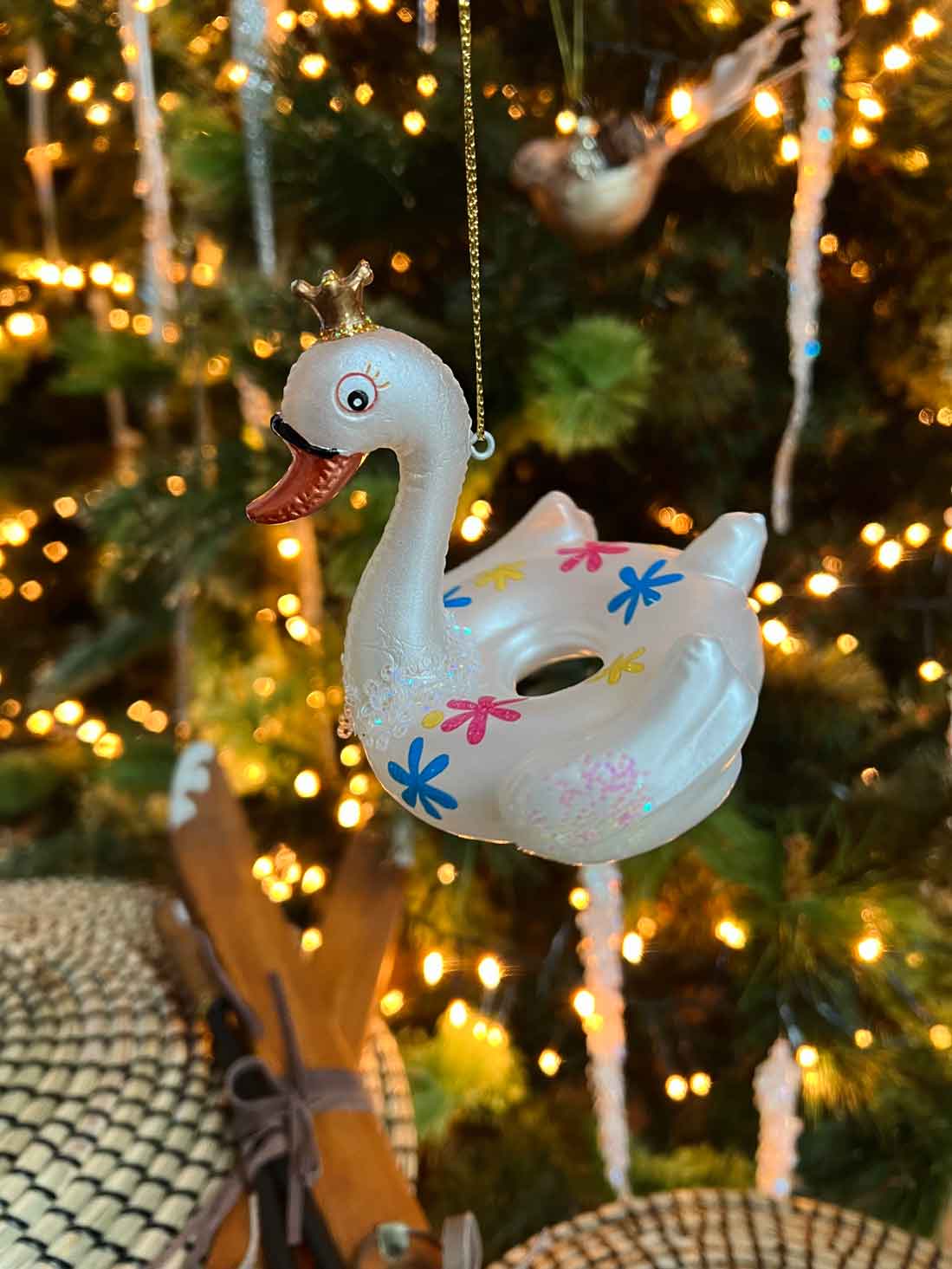 Glass Swan Float Ornament