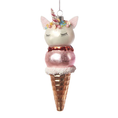 Glass Unicorn Ice Cream Ornament