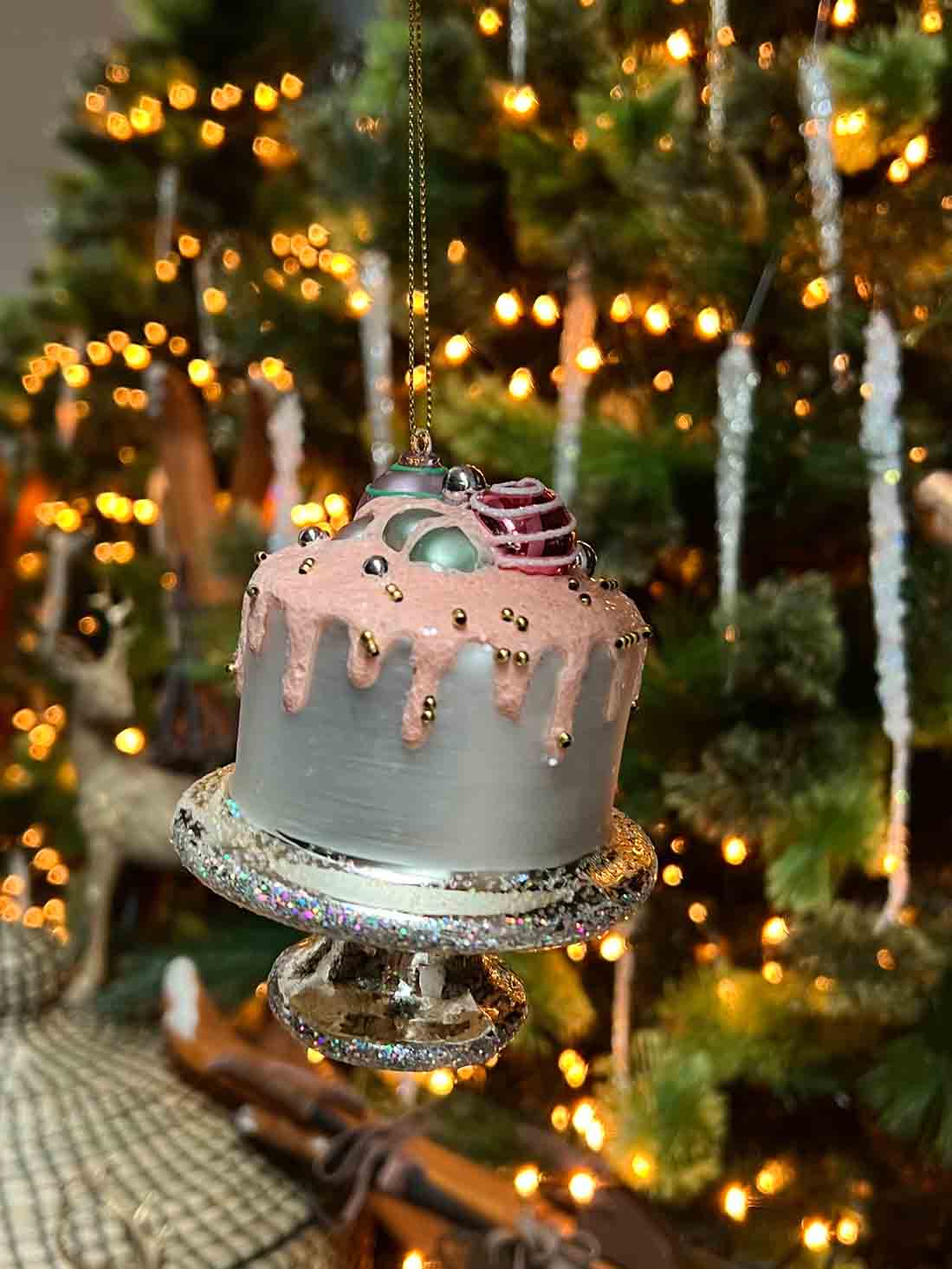 Glass Cake Ornament Pink Glazing