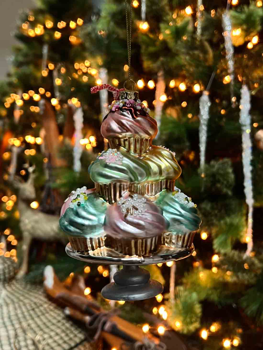 Glass Cupcake Stand Ornament Christmas Tree