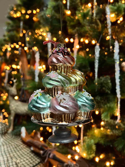 Glass Cupcake Stand Ornament Christmas Tree