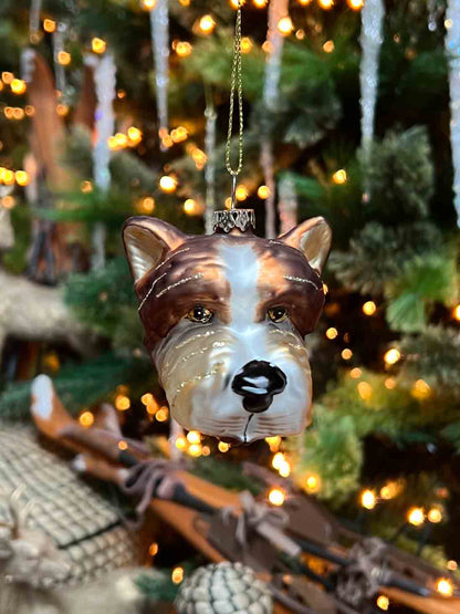 Glass Dog Head Ornament brown