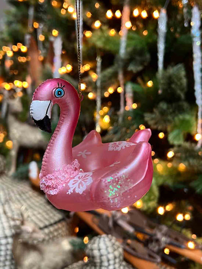 Glass Flamingo Float Ornament side