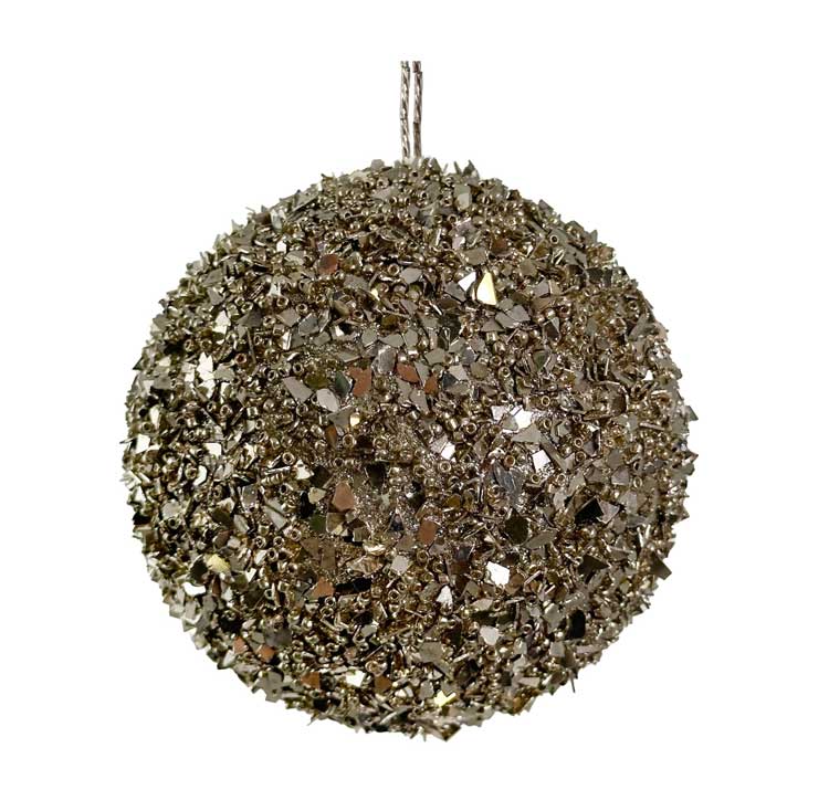 Glitter/Bead Ball Silver 10cm