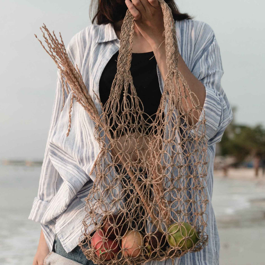 JEMARI Raffia String Bag | Light Tote Bag | Handwoven Shopping Bag