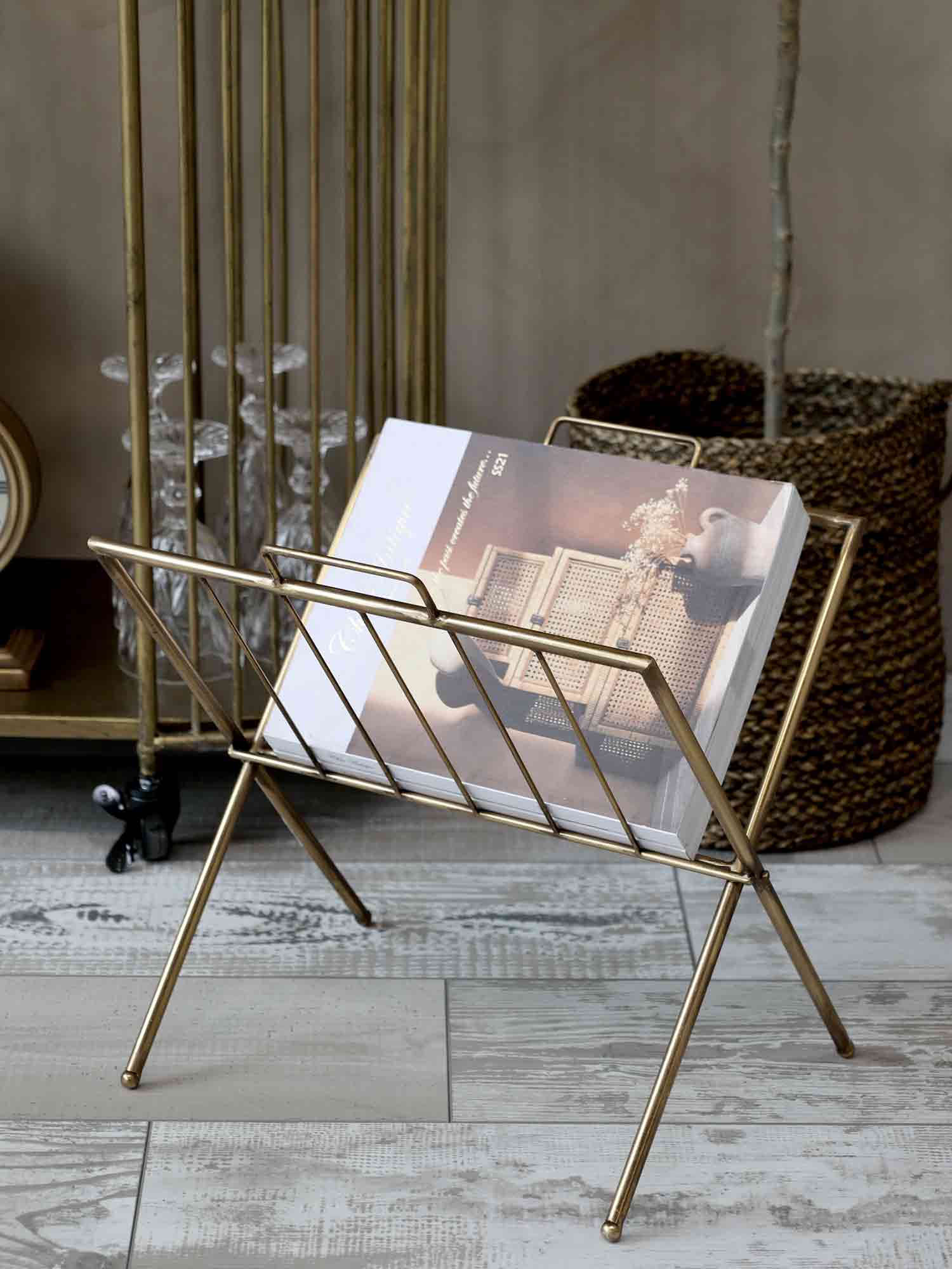 Magazine Rack Brass Look