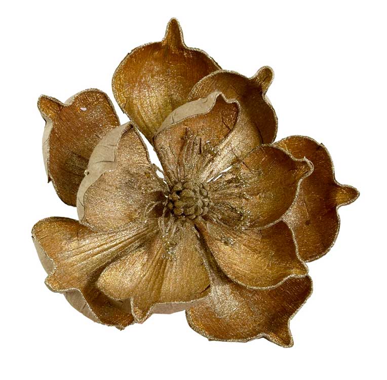 Magnolia Gold With Clip Ornament 20cm
