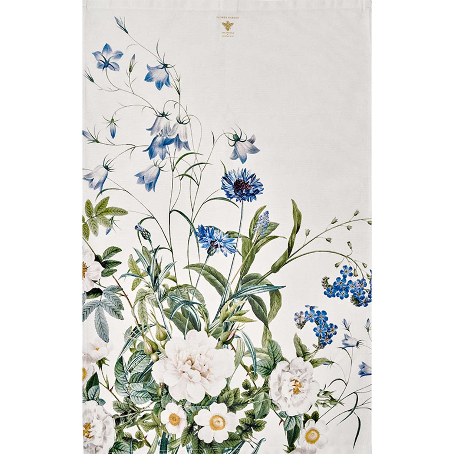 Organic Tea Towel - Blue Flower Garden by Jim Lyngvild