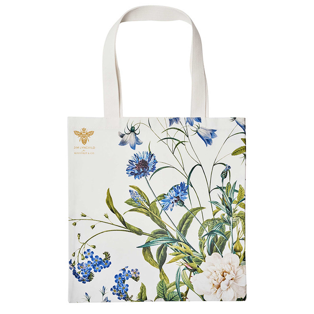 Organic Tote Bag - Blue Flower Garden Design by Jim Lyngvild