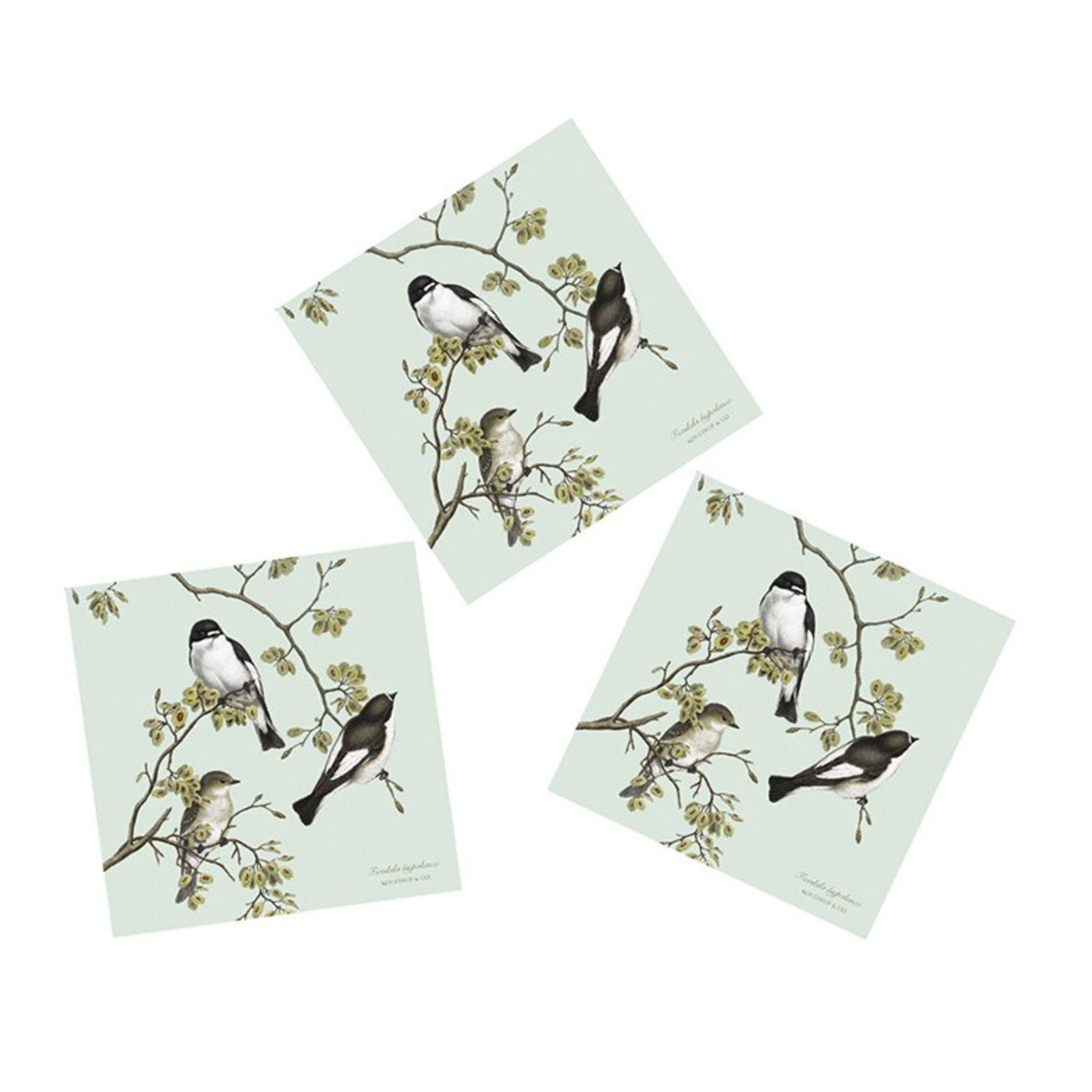 Pied Flycatcher Recycled Paper Napkins - Made in Europe, 20 pcs