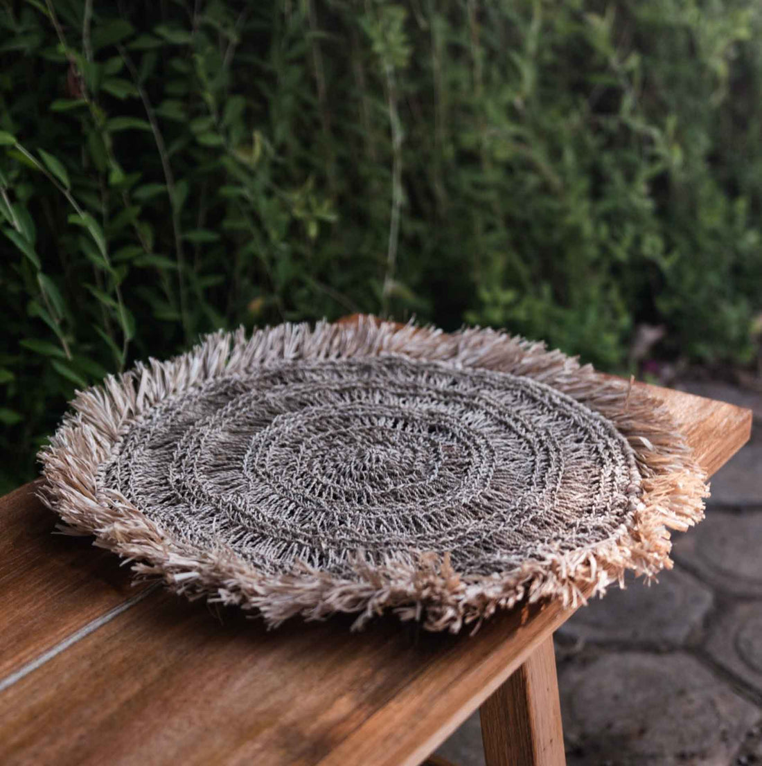 Placemat WAISAI round 45 cm | Boho Table Mat made from Raffia | Set of 2