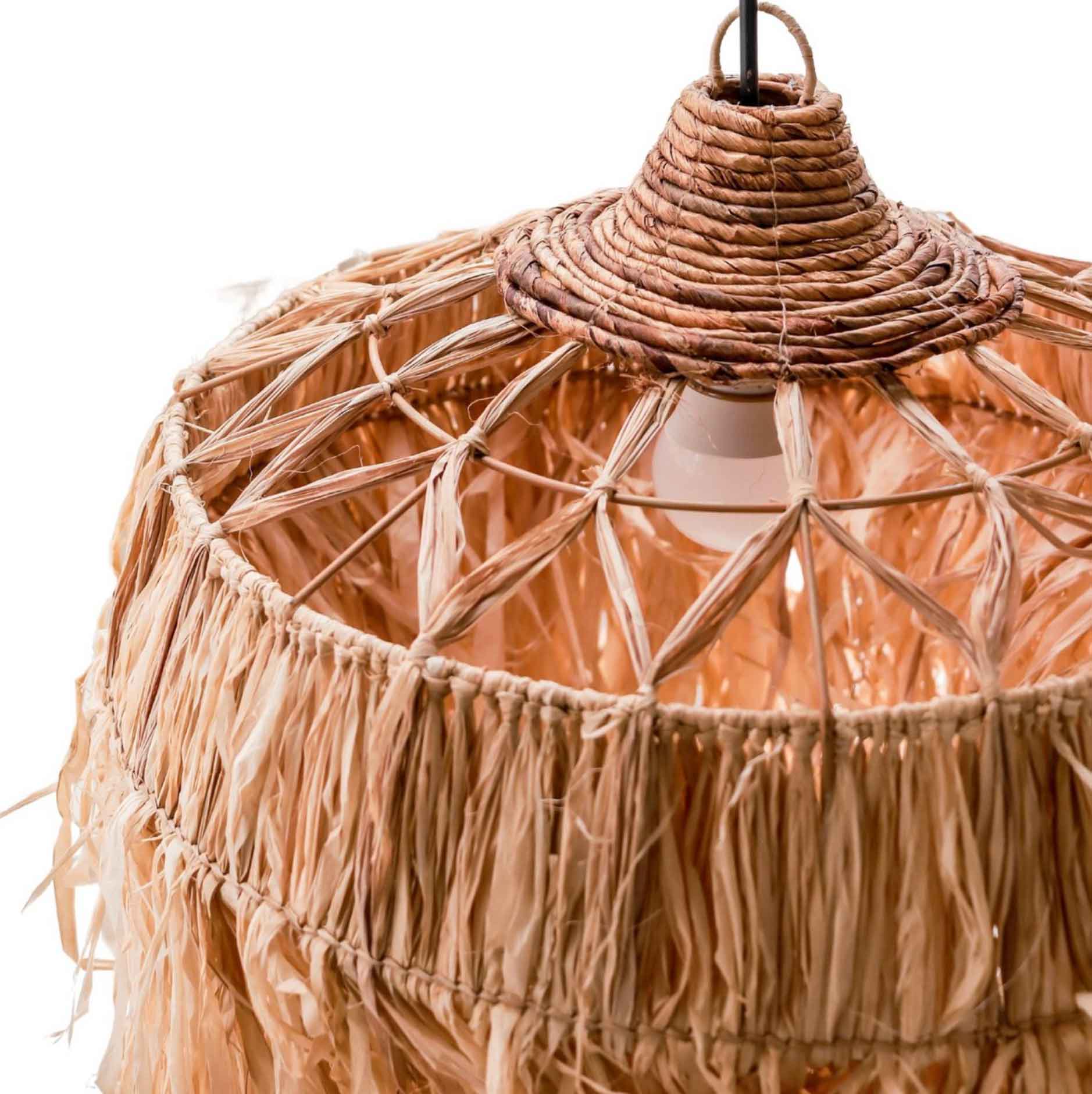 Raffia Lamp with Long Fringes | Lampshade | Pendant Lamp KAWI