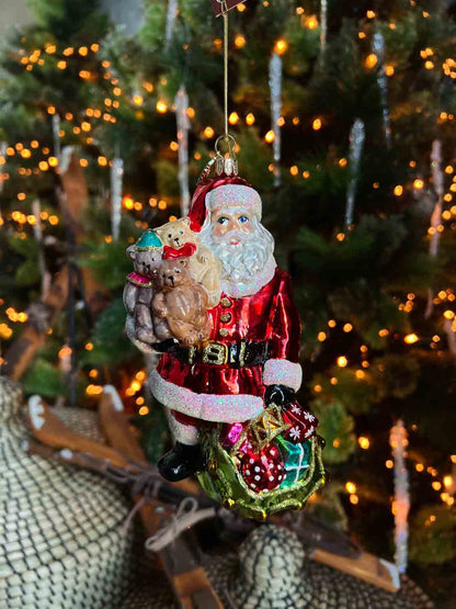 Santa with Teddy Bears Ornament