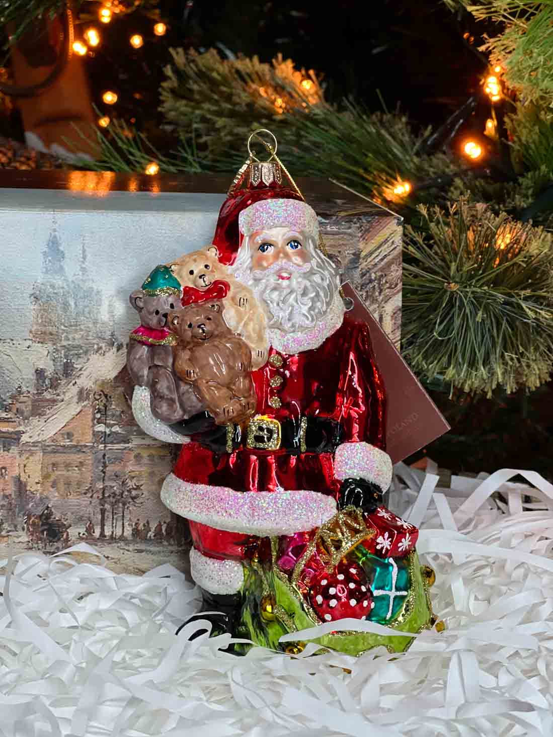 Santa with Teddy Bears Ornament