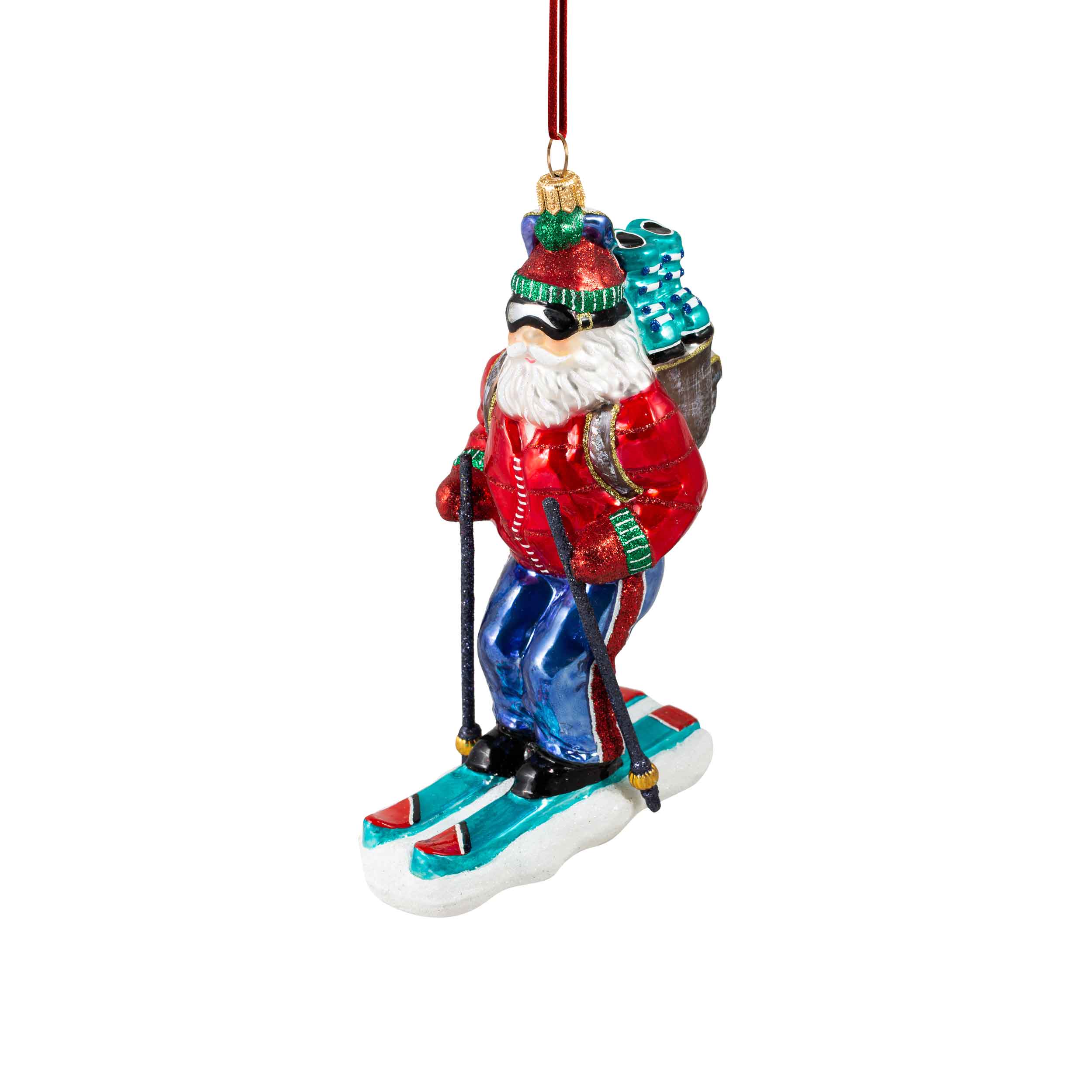 Skiing Santa Ornament