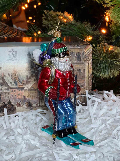 Skiing Santa Ornament