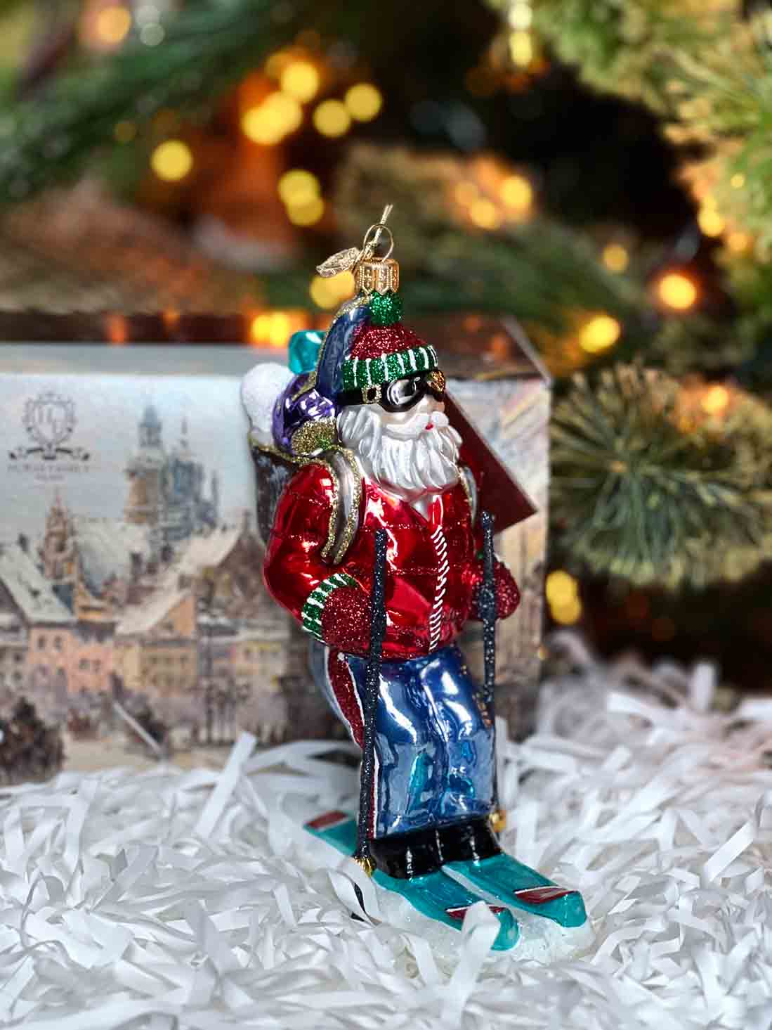 Skiing Santa Ornament