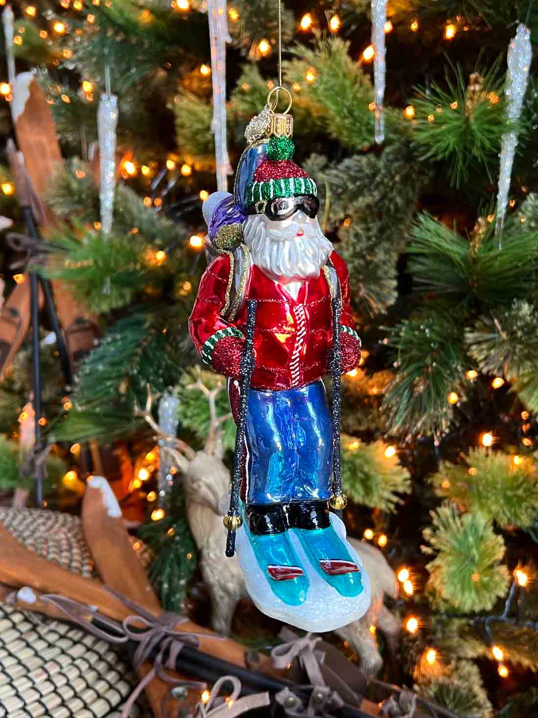 Skiing Santa Ornament