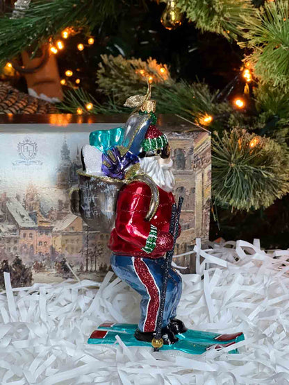 Skiing Santa Ornament