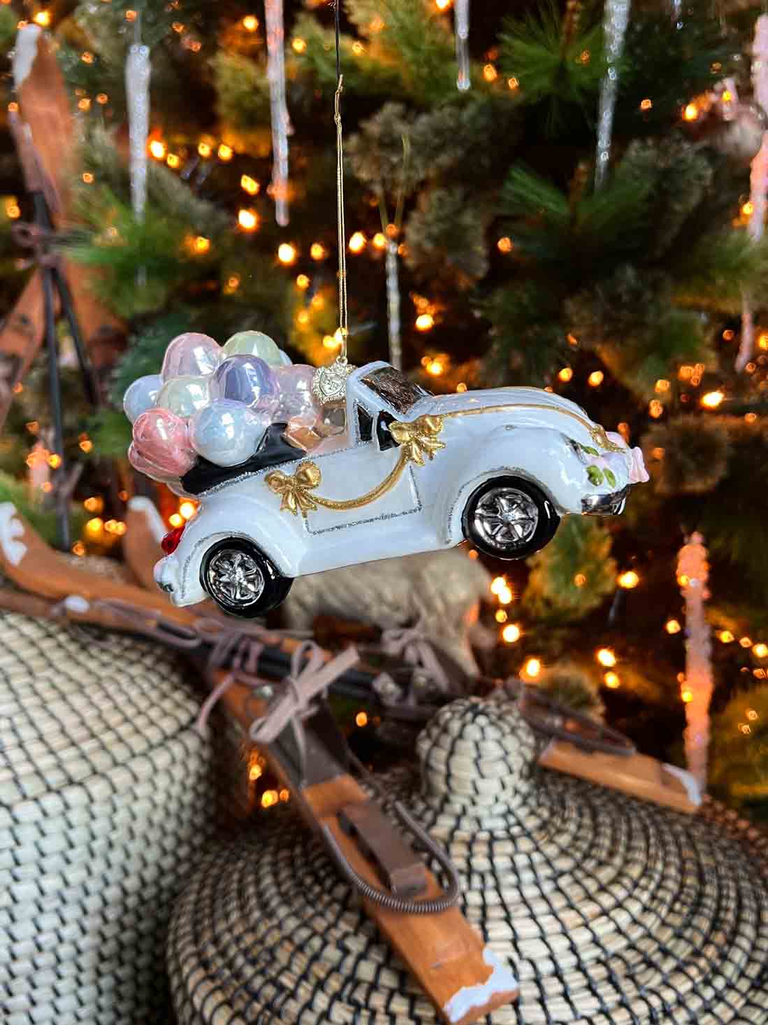 Wedding Car with Balloons Ornament