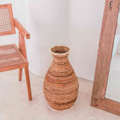 Woven Boho Vase TUMBAK made from Banana Fibre and Raffia