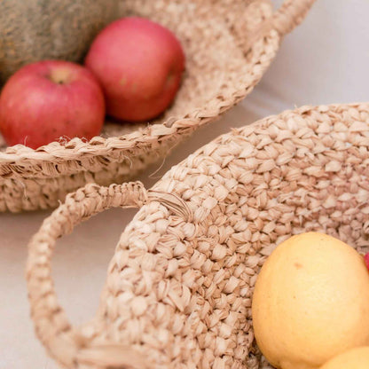 Woven Raffia Bowl | Fruit Bowl made from Light Natural Fibres | Bread Basket RAGA