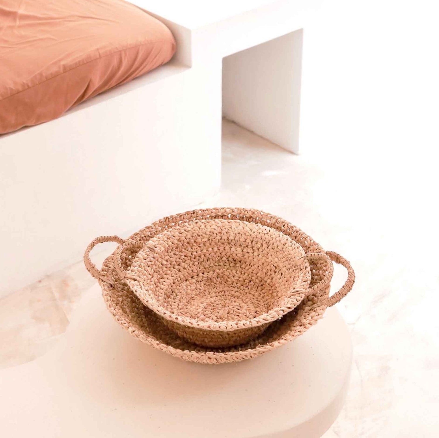 Woven Raffia Bowl | Fruit Bowl made from Light Natural Fibres | Bread Basket RAGA